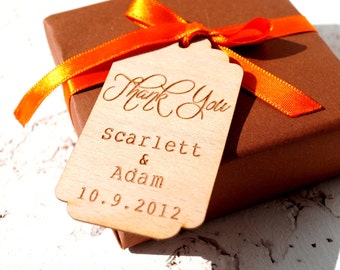 Wedding favor tags, rustic personalized thank you tags, custom engraved gift tags, set of 25