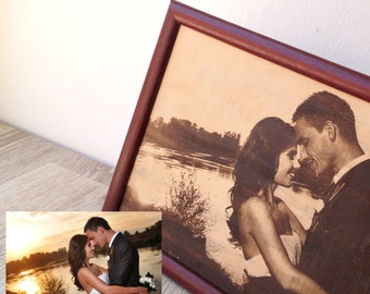 Fotografía de cuero real, idea de regalo de 3er aniversario de boda, imagen de cuero, imagen enmarcada grabada personalizada, grabado de cuero, regalo único