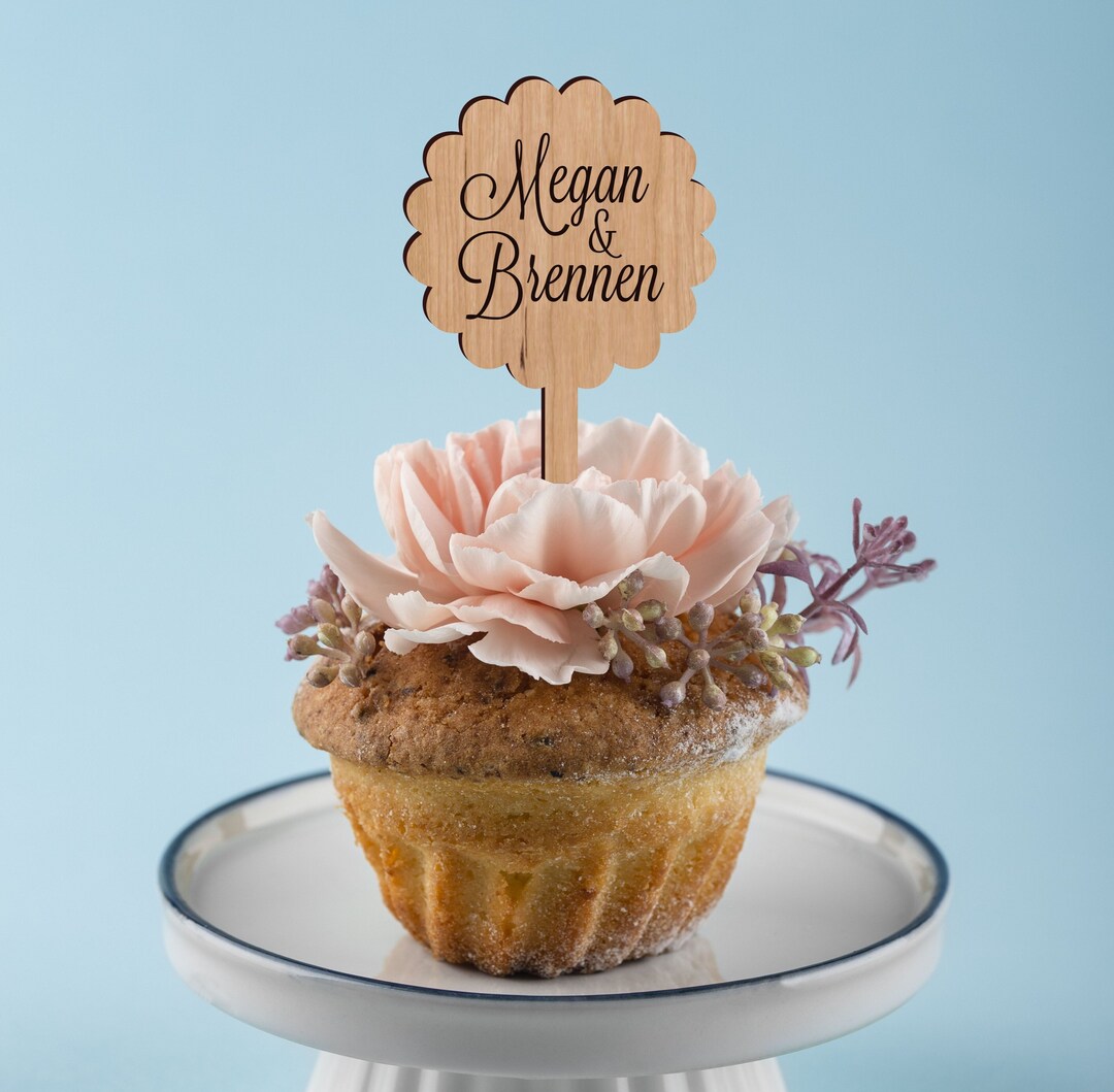 Cupcake Toppers Set Cupcake Picks Personalized Wooden Etsy