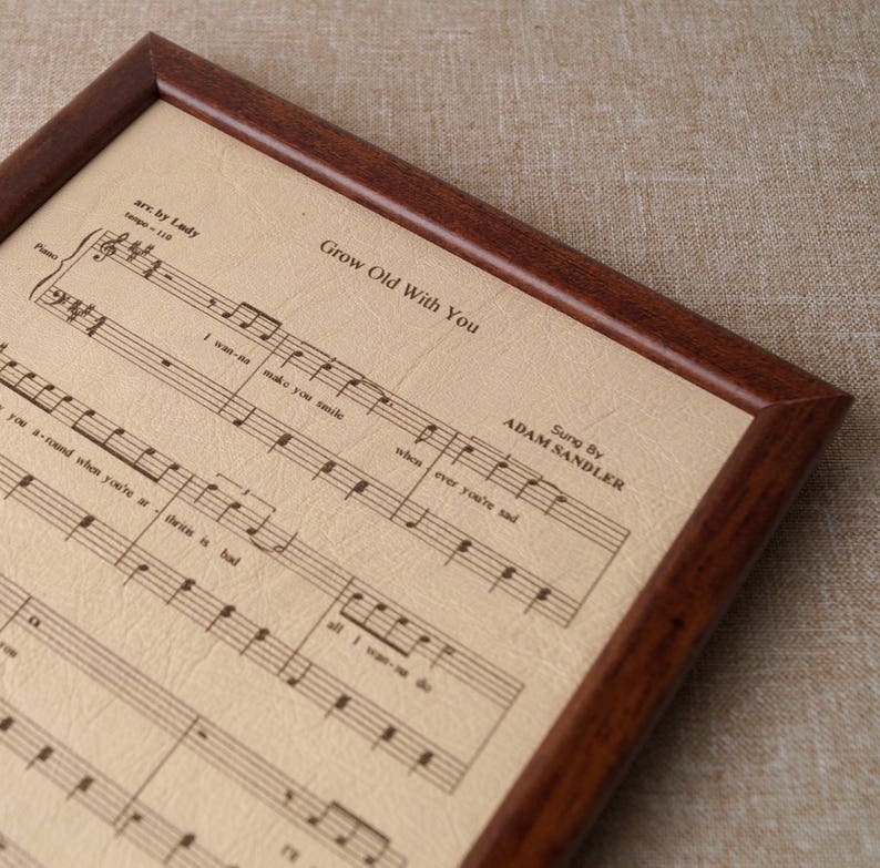 Real leather engraving music notes sheet engraved on genuine Etsy