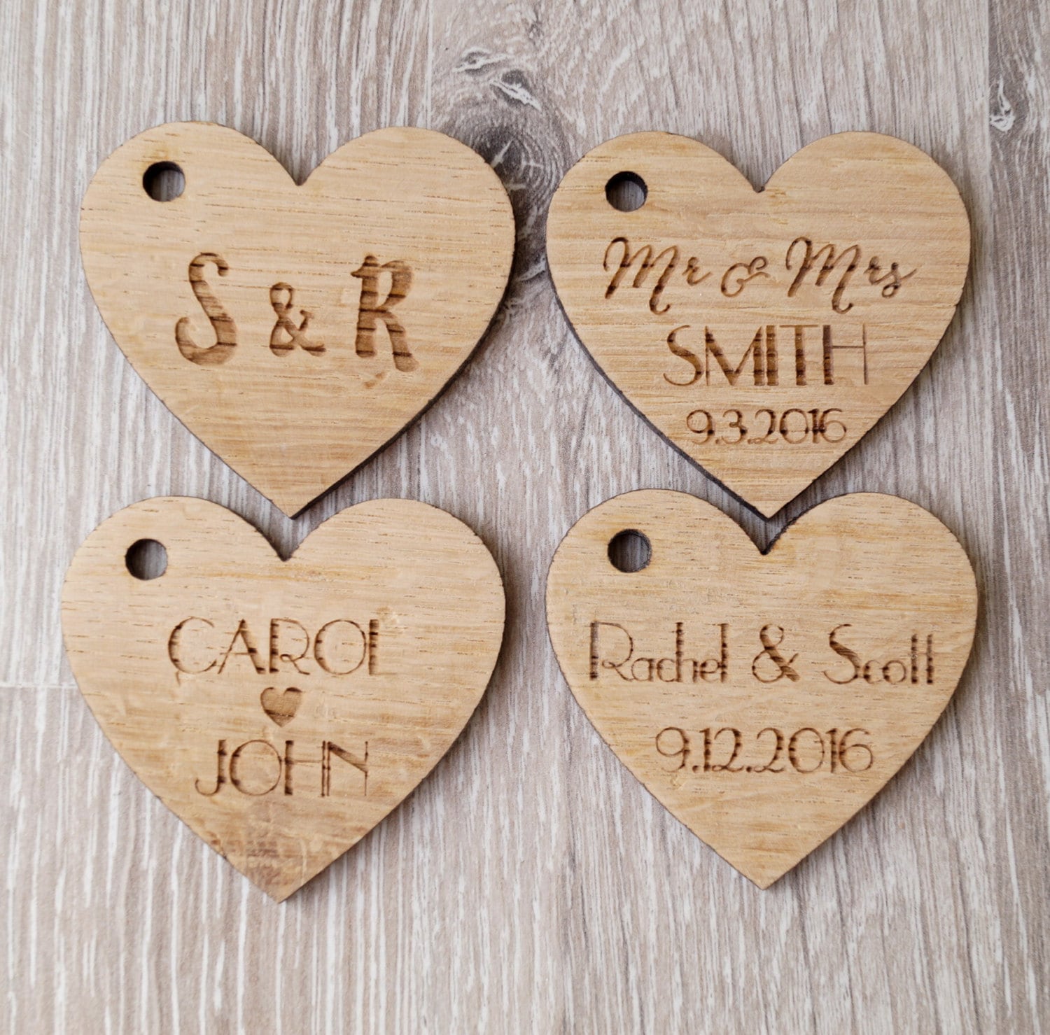 Custom Wedding Favor Tags, Personalized Wooden Tags, Heart Tags, Rustic ...
