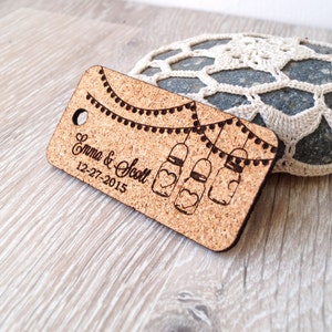 Cork wedding favor tags, wedding favors, cork mason jar tags, wedding thank you tags, personalized custom engraved cork tags, set of 25