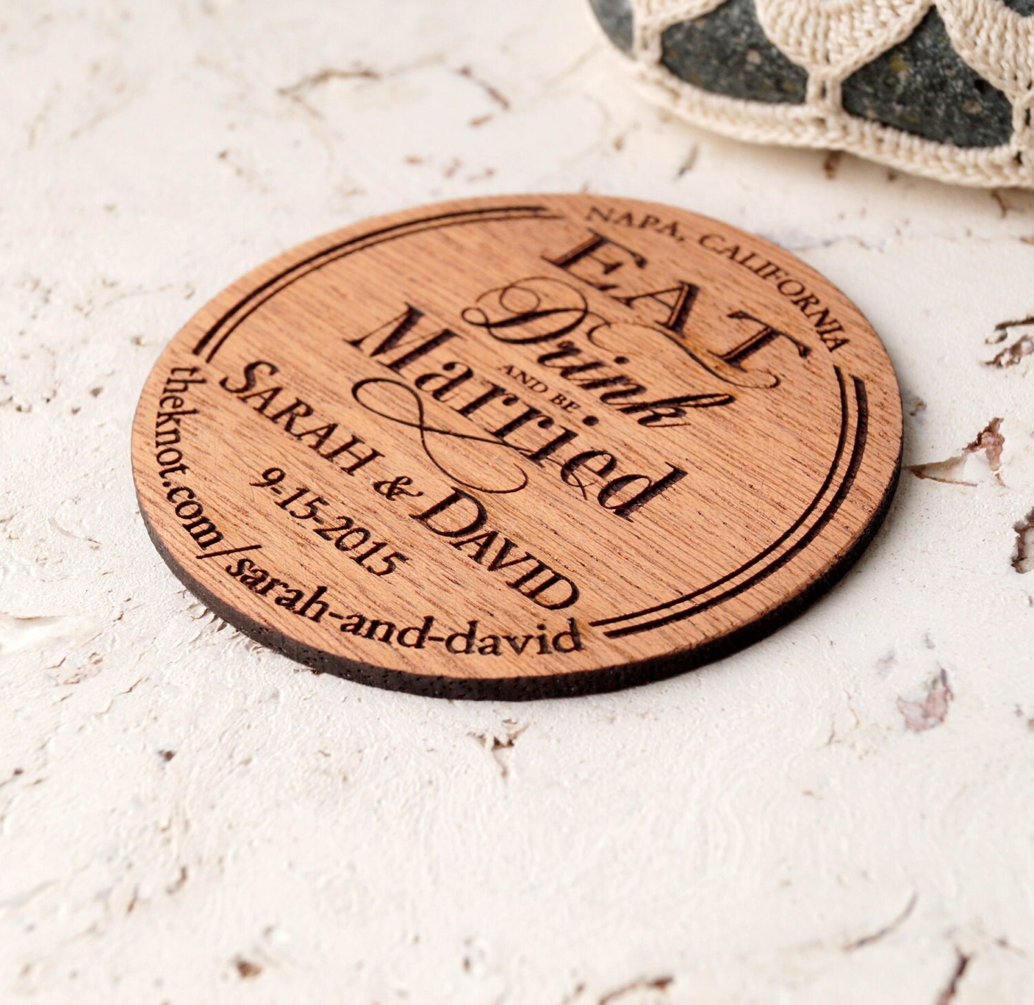 Save the Date magnet, rustic wooden save the dates magnets, luxury mahogany magnet, personalized round wood save the dates