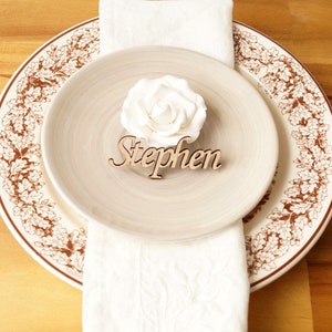 Custom Laser Cut Name signs , escort tags, name tags, wedding place settings, wooden cut out names, wooden place settings.Cut out place tags