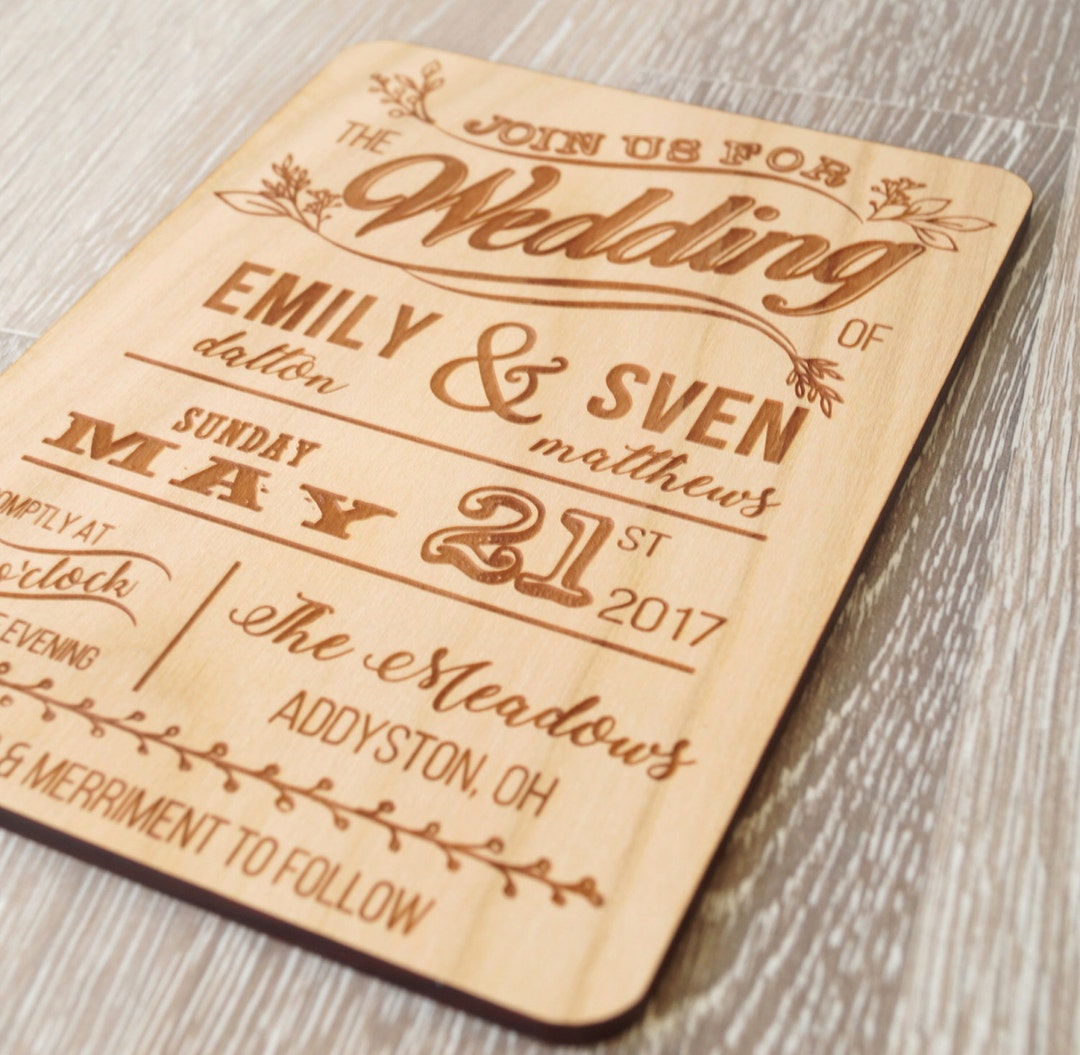 Wedding Invitation Rustic Wooden Wedding Invitation Real - Etsy