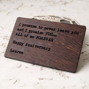 Wenge Wood Wallet Insert Card, Exotische Wood Wallet Card, Gepersonaliseerde 5e verjaardag Cadeau, Custom Laser Gegraveerde Real Wood Wallet Card