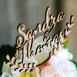 Wedding cake topper, personalized cake topper, wooden cake topper, rustic wedding cake topper, names cake topper, custom cake topper