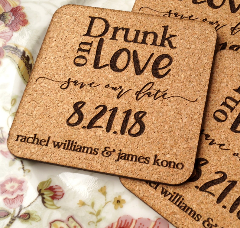 Save the dates save the date coasters cork save the dates Etsy