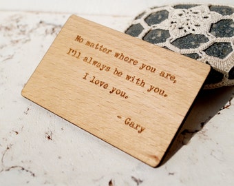 Wooden Wallet Insert Card, Personalized 5th Wood Anniversary Gift, Custom Laser Engraved Wallet Insert, Real Wood Wallet Card