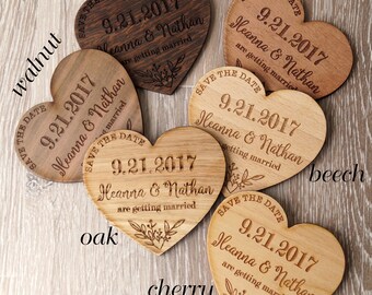 Save the dates, wooden save the date magnets, heart save the dates, rustic save the dates, wedding save the dates, wedding magnets, 25 pc