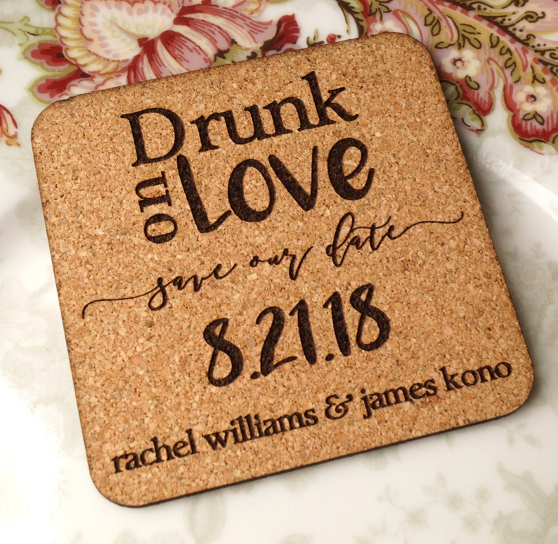 Save the dates save the date coasters cork save the dates Etsy