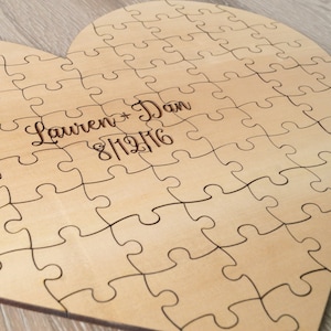 Rustikale Hochzeitsgästebuch personalisierte Hochzeit Guest Book Puzzle, Gästebuch Alternative, benutzerdefinierte Herz-Puzzle,