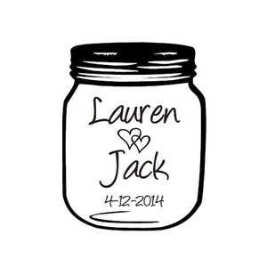 Mason Jar Wedding Stamp, DIY Wedding Stamp, Mason Jar Stamp for Making Your Favor Tags, Wedding Decoration etc., Can Be Customized