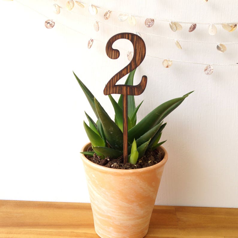 Wedding table numberS, wooden table numbers, rustic wedding table numbers, unfinished wood numbers, table numbers on sticks, wenge wood image 2