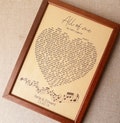 Leather engraved heart lyrics, 3rd wedding anniversary gift, personalized leather engraving product logo