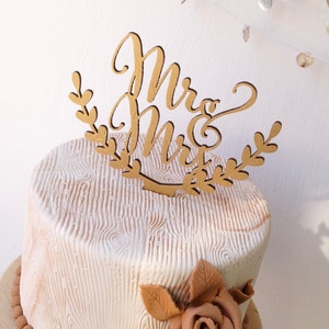 Wedding cake topper, Mr & Mrs cake topper, rustic cake topper, wooden cak topper, your wood choice image 3