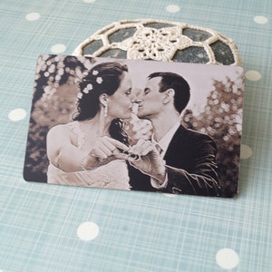 Wallet insert card, real photo engraved wallet card, custom wallet insert, your picture engraved on one side and message on the back