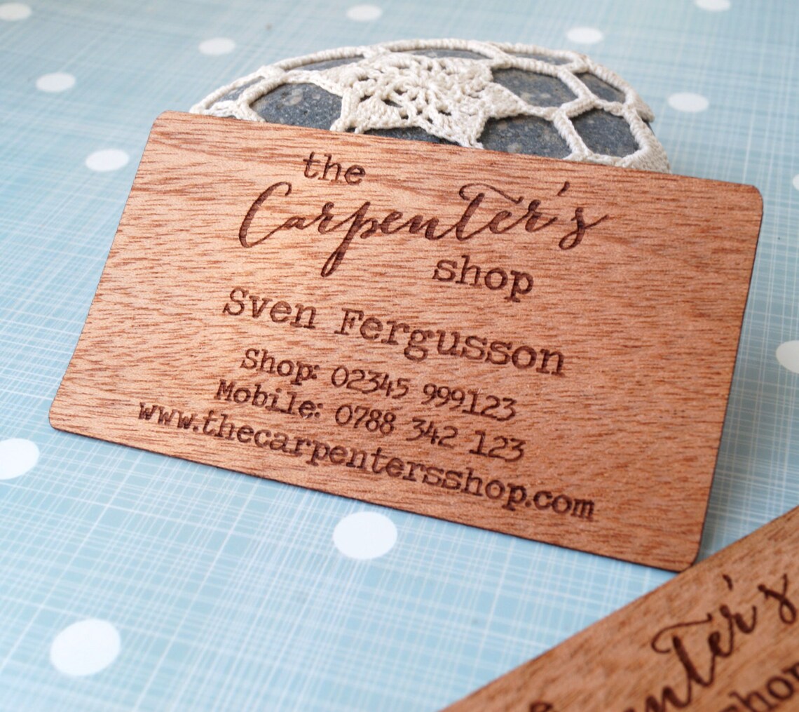 Business Cards Veneer Business Cards Laser Engraved Wooden Etsy