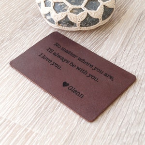 Tarjeta de inserción de cuero, tarjeta de inserción de billetera personalizada, tarjeta de billetera personalizada, regalo de 3er aniversario de cuero, regalo para hombres