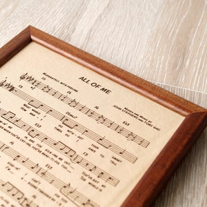 Leather engraved music sheet, personalized framed music notes, 3rd wedding anniversary gift, leather picture, custom engraving image 5