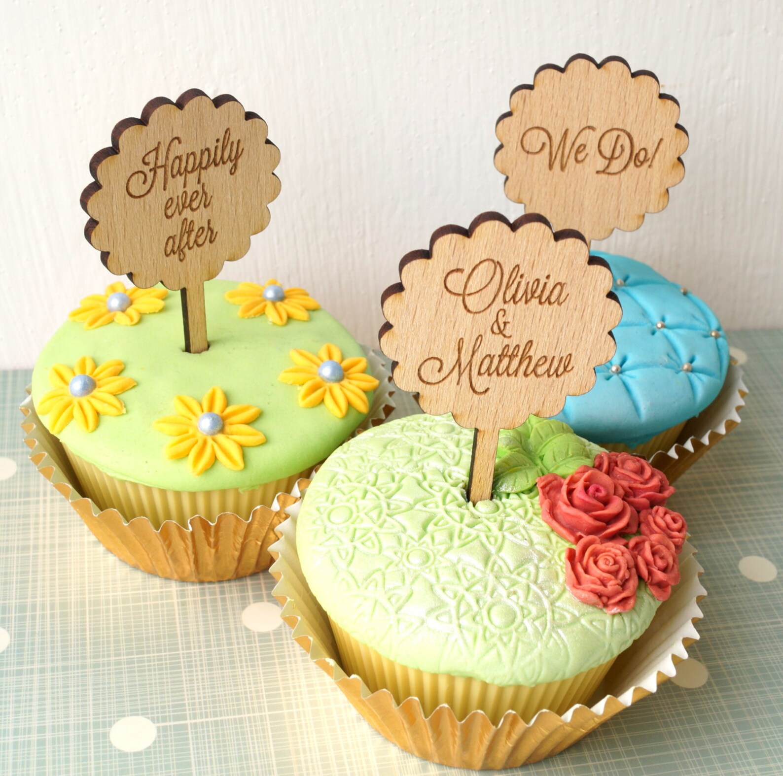 Wedding Cupcake Toppers Rustic Cupcake Toppers Wooden Etsy