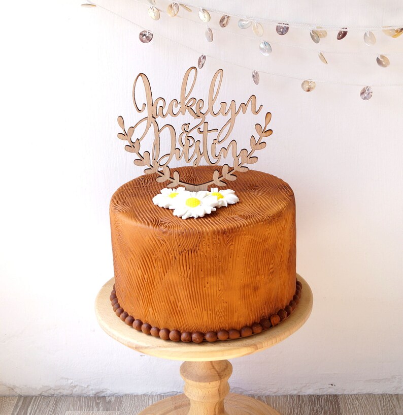 Personalized Wedding Cake Topper Wooden Rustic Cake Topper Etsy