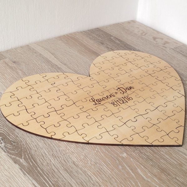 Rustic Wedding Guest Book .Wedding Guest Book Puzzle, Guest Book Alternative,