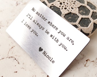 Engraved Wallet Insert Card, Personalized Wallet Insert Card, Anniversary Gift, Custom Wallet Insert