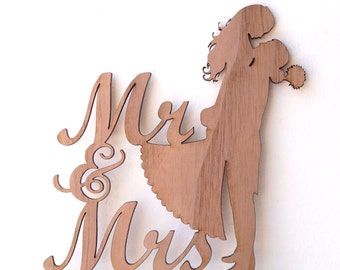 Mr and Mrs cake topper, rustic wedding cake topper, bride and groom cake topper, wooden cake topper - 3 wood choices