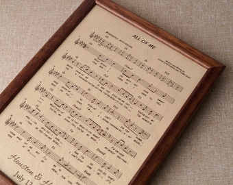 Personalized music sheet engraved on real leather