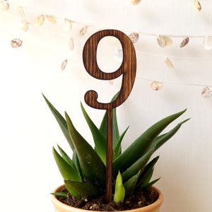 Wedding table numberS, wooden table numbers, rustic wedding table numbers, unfinished wood numbers, table numbers on sticks, wenge wood image 3