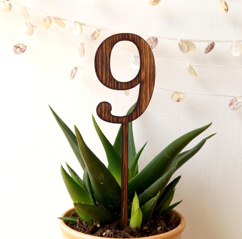 Wedding table numberS, wooden table numbers, rustic wedding table numbers, unfinished wood numbers, table numbers on sticks, wenge wood image 3