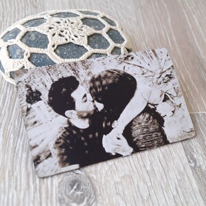 Metal wallet insert card, real photo engraved wallet card, custom wallet insert, your picture engraved on one side and message on the back