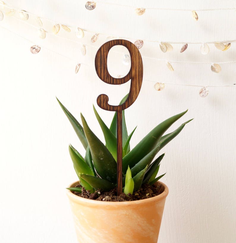 Wedding table numberS, wooden table numbers, rustic wedding table numbers, unfinished wood numbers, table numbers on sticks, wenge wood image 5