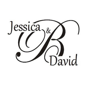 Wedding Monogram Stamp, Custom Rubber Stamp for DIY, Wedding Thank You Favor Tags and Notes Stamp, Personalized, 2&quot; x 1,25&quot;