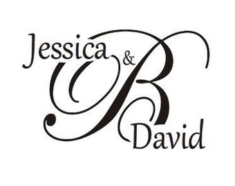 Sello del monograma de la boda, sello de goma personalizado para DIY, boda muchas gracias Favor de etiquetas y sello de notas personalizadas, 2 "x 1.25"