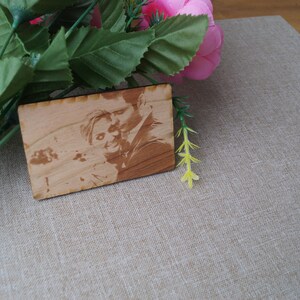 5-jarig jubileumcadeau. Gepersonaliseerde portemonnee-insert met echte fotogravure, lasergegraveerde portemonnee-insert, dubbele zijdegravure
