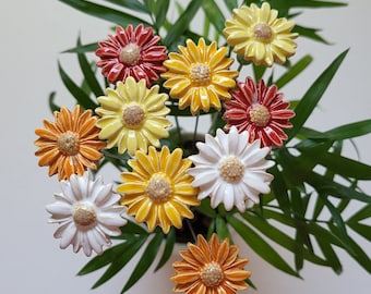 10 ceramic flowers (daisies), white, approx. 2.50 cm by SylBer-Ceramics from Markkleeberg