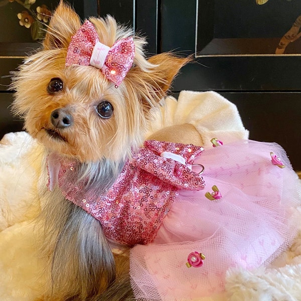 Dog Dress - Dog Harness, Dog Clothes, Wedding Dog Dress, Dress for Dogs, Dog Flower Girl, Puppy Dress, Tutu Dog Dress, Puppy Gift, Dog Gifts