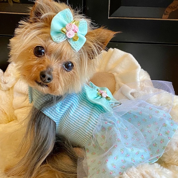 Dog Harness - Dress for Dogs, Spring Dress, Dog Flower Girl, Dog Birthday Dress, Puppy Clothes, Puppy Harness, Puppy Gift, Yorkie Dress