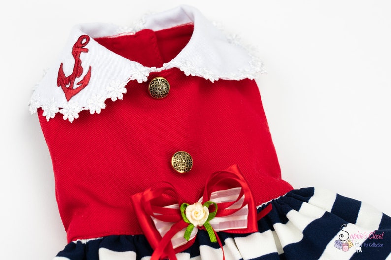 Pet Birthday Dress Red Nautical Dog Dress Dress for Dog XS Dress for Pets Pet Dress XS Pet Clothes M....Dog Dress Pet Aparrel S