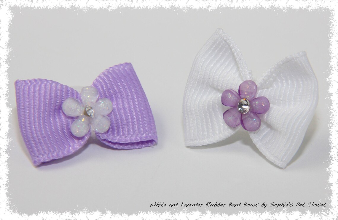 White and Lavender Rubber Band Bows 3/4 Rubber Band Bows Etsy