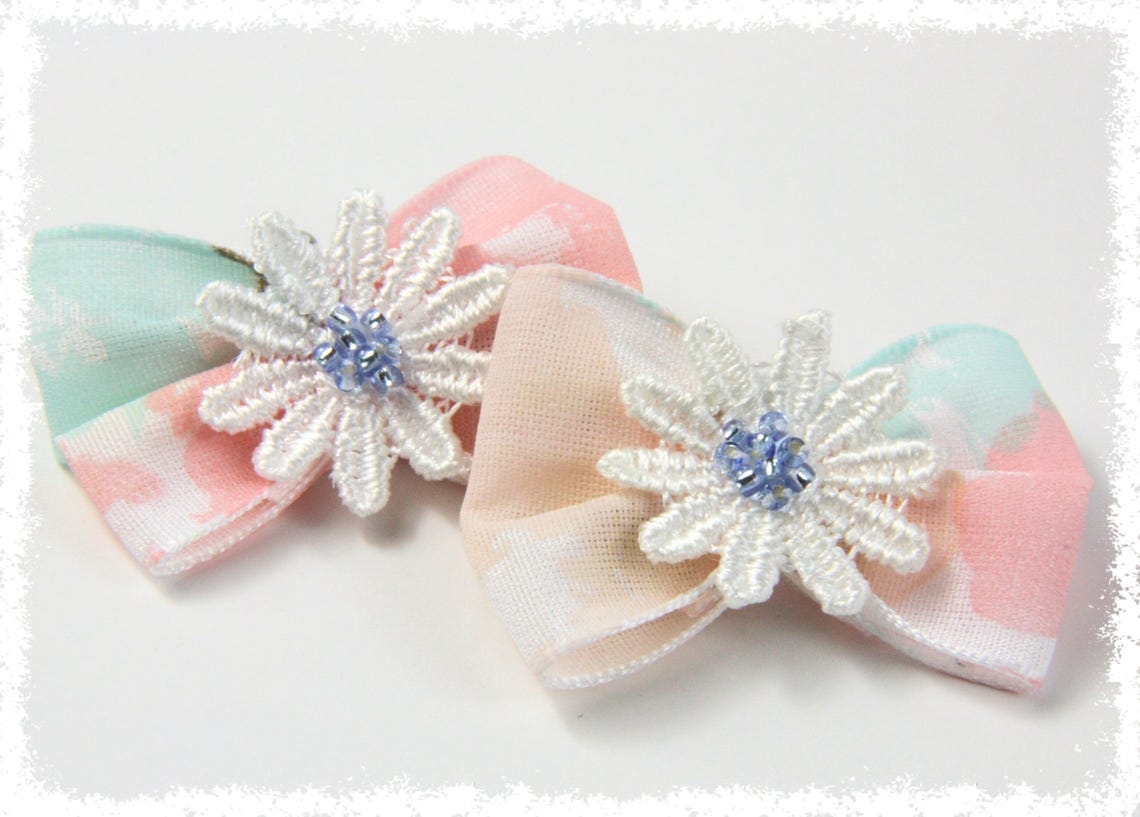 Pastel Hair Bows Set of 2 Hair Accessories Infant Bow Etsy