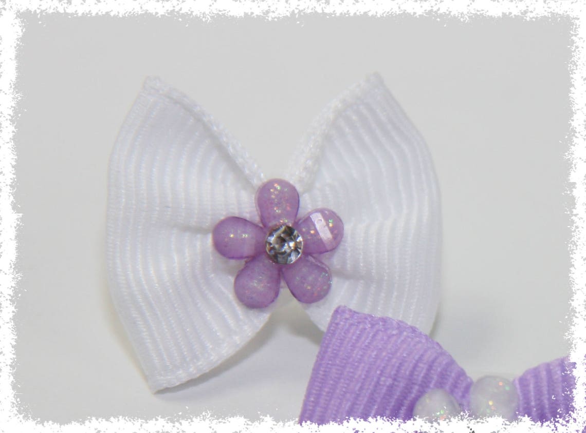 White and Lavender Rubber Band Bows 3/4 Rubber Band Bows Etsy