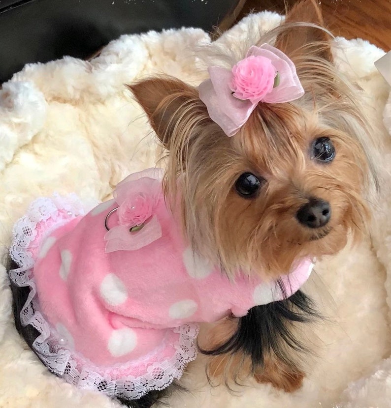 Pink Polka Dots Dog Coat Fleece Pet Coat Jacket for Dogs Etsy