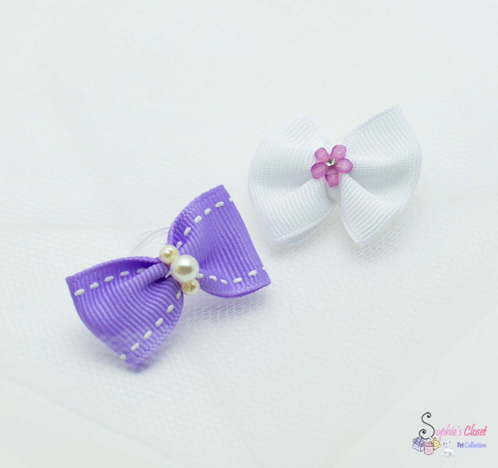 White and Lavender Rubber Band Bows 3/4 Rubber Band Bows Etsy