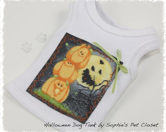Halloween Dog Tank Top: Pumpkin Applique Pet Costume