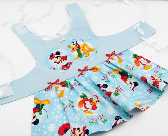 Disney Christmas Dog Dress - XXS,XS..Holiday Pet Clothes,Holiday Dog Dress,Santa Dog Dress,Disney Pet Clothes, Mickey Christmas Pet Outfit