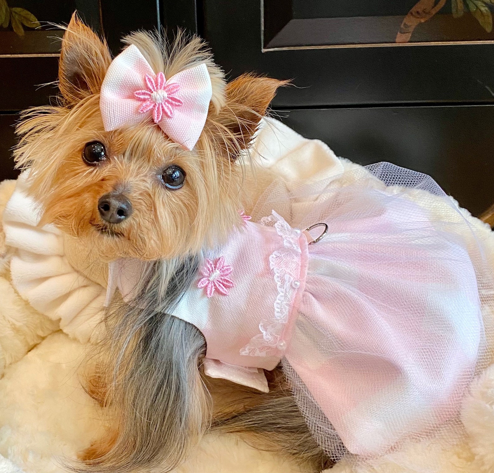 Dog Dress Puppy Dress Puppy Harness Dress Dog Flower Girl Etsy