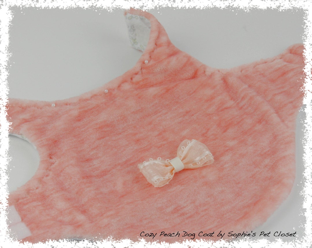 Cozy Peach Dog Coat XS, S... Puppy Clothing,dog Apparel,peach Pet Coat